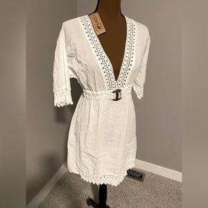 NWT White Summer Beach Dress- size Medium
